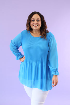 Maizie Pleated Blouse in Blue