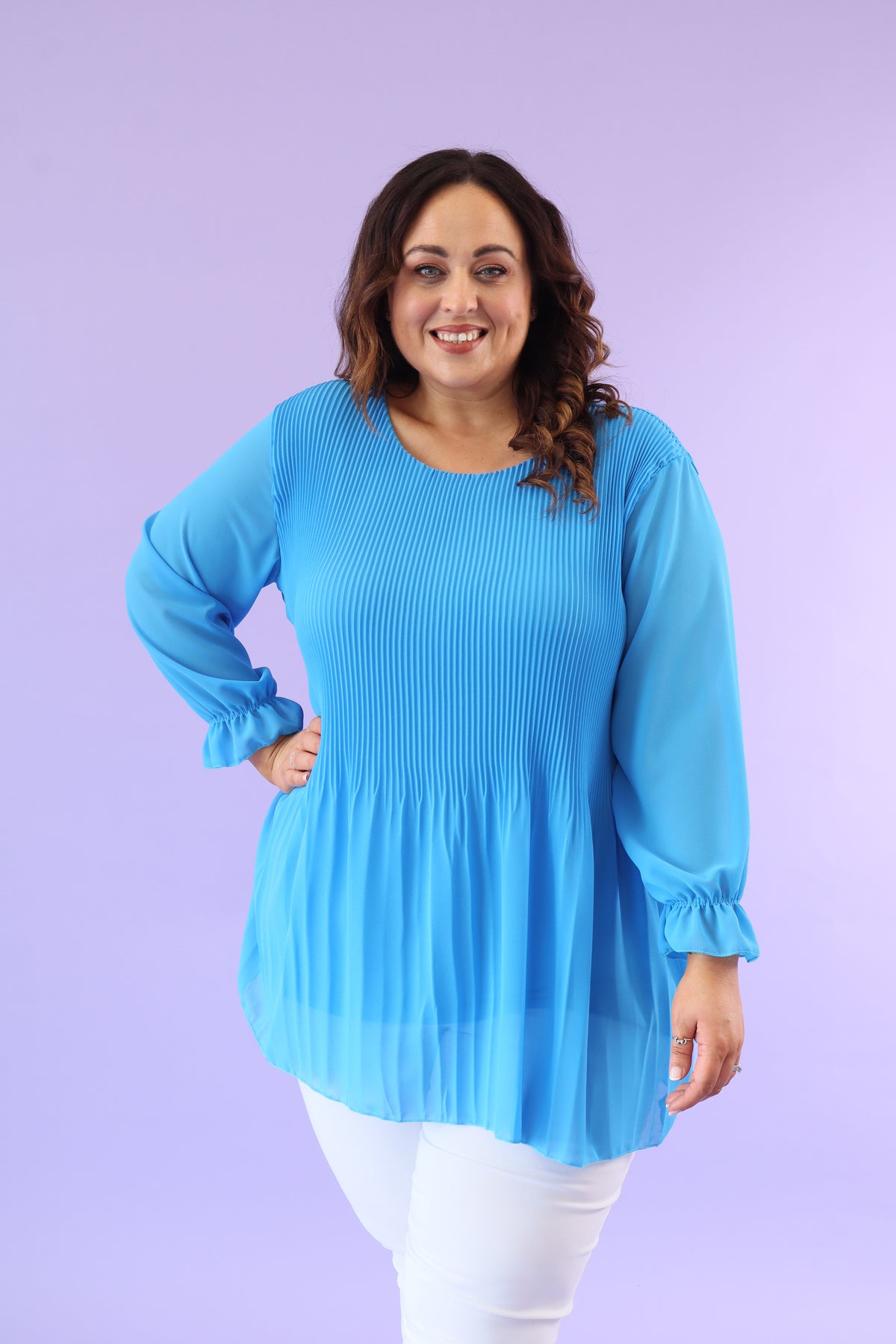 Maizie Pleated Blouse in Blue