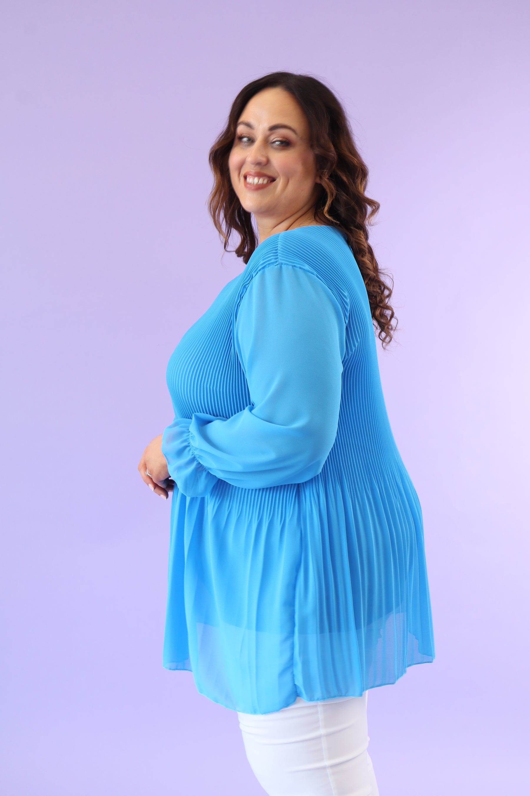 Maizie Pleated Blouse in Blue
