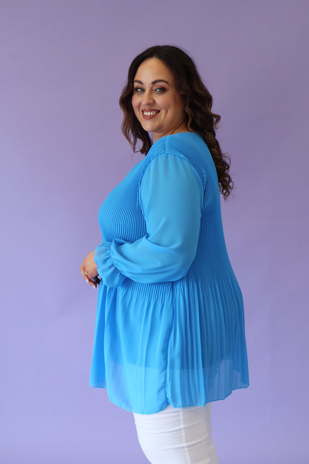 Maizie Pleated Blouse in Blue
