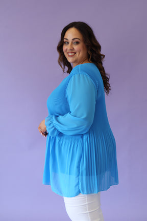 Maizie Pleated Blouse in Blue