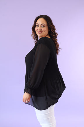 Maizie Pleated Blouse in Black