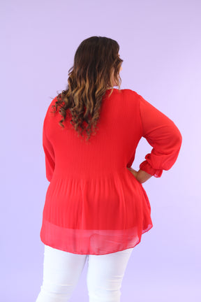 Maizie Pleated Blouse in Red