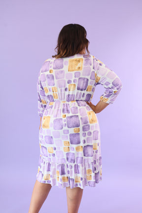 Zoe Faux Wrap Dress in Purple