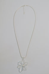 Dahlia Flower Necklace in Silver