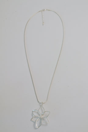 Dahlia Flower Necklace in Silver
