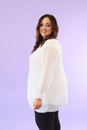 Maizie Pleated Blouse in Cream