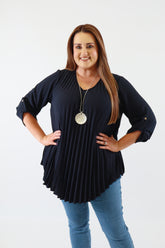 Bonnie Pleated Blouse in Navy