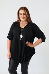 Bonnie Pleated Blouse in Black