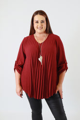 Bonnie Pleated Blouse in Wine