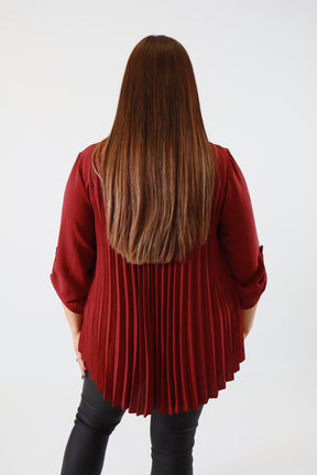 Bonnie Pleated Blouse in Wine