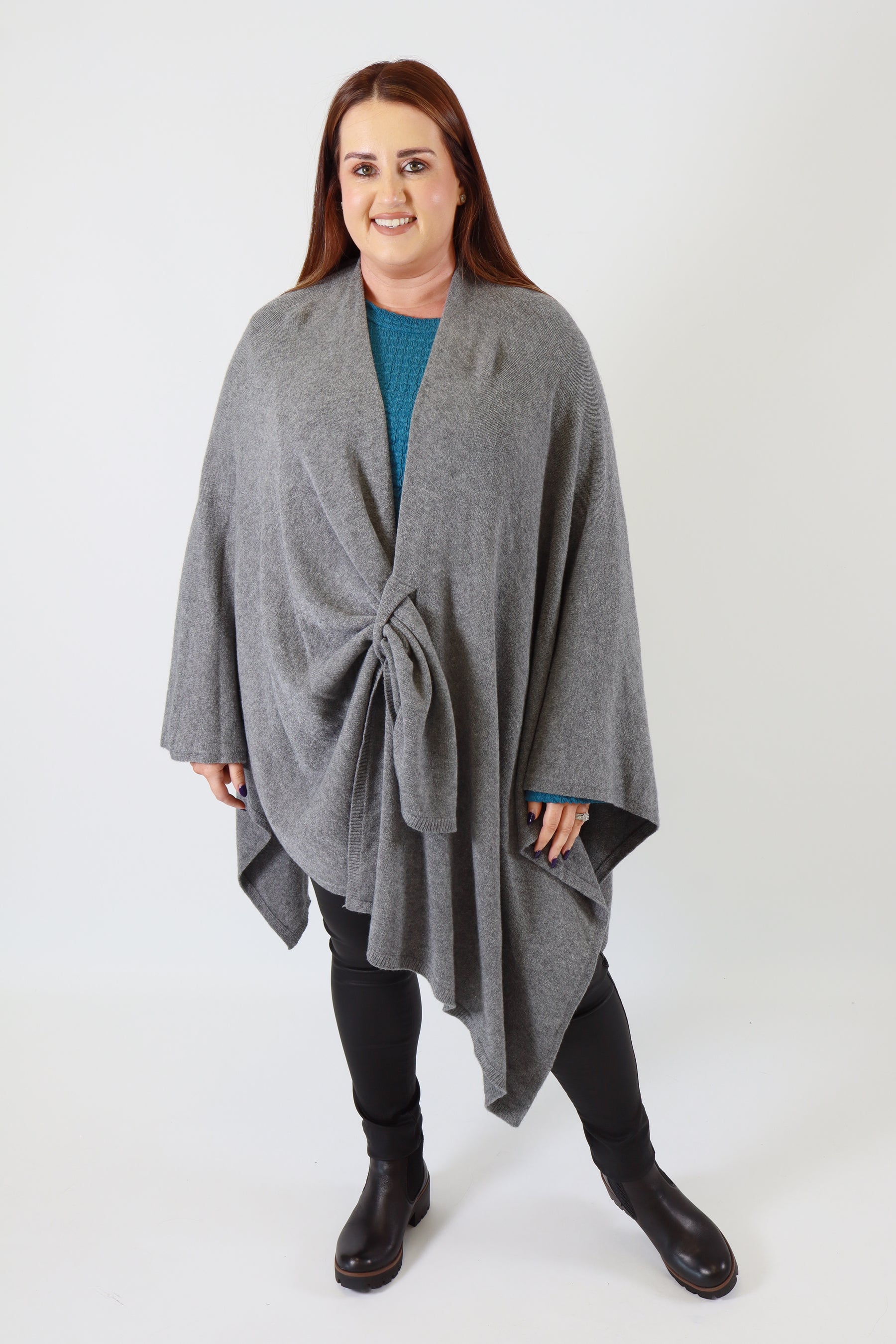 Helena Knitted Cape in Grey