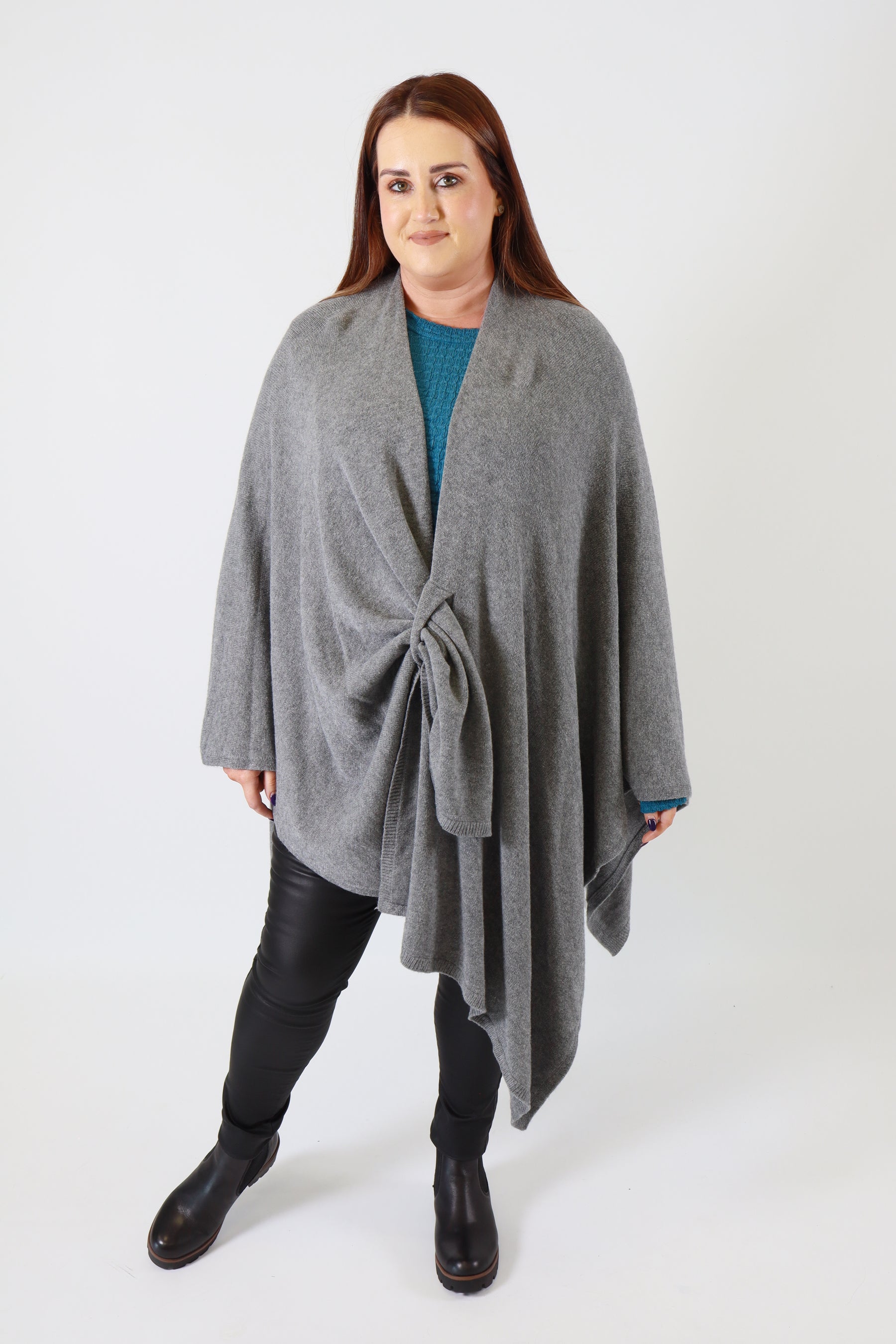 Helena Knitted Cape in Grey