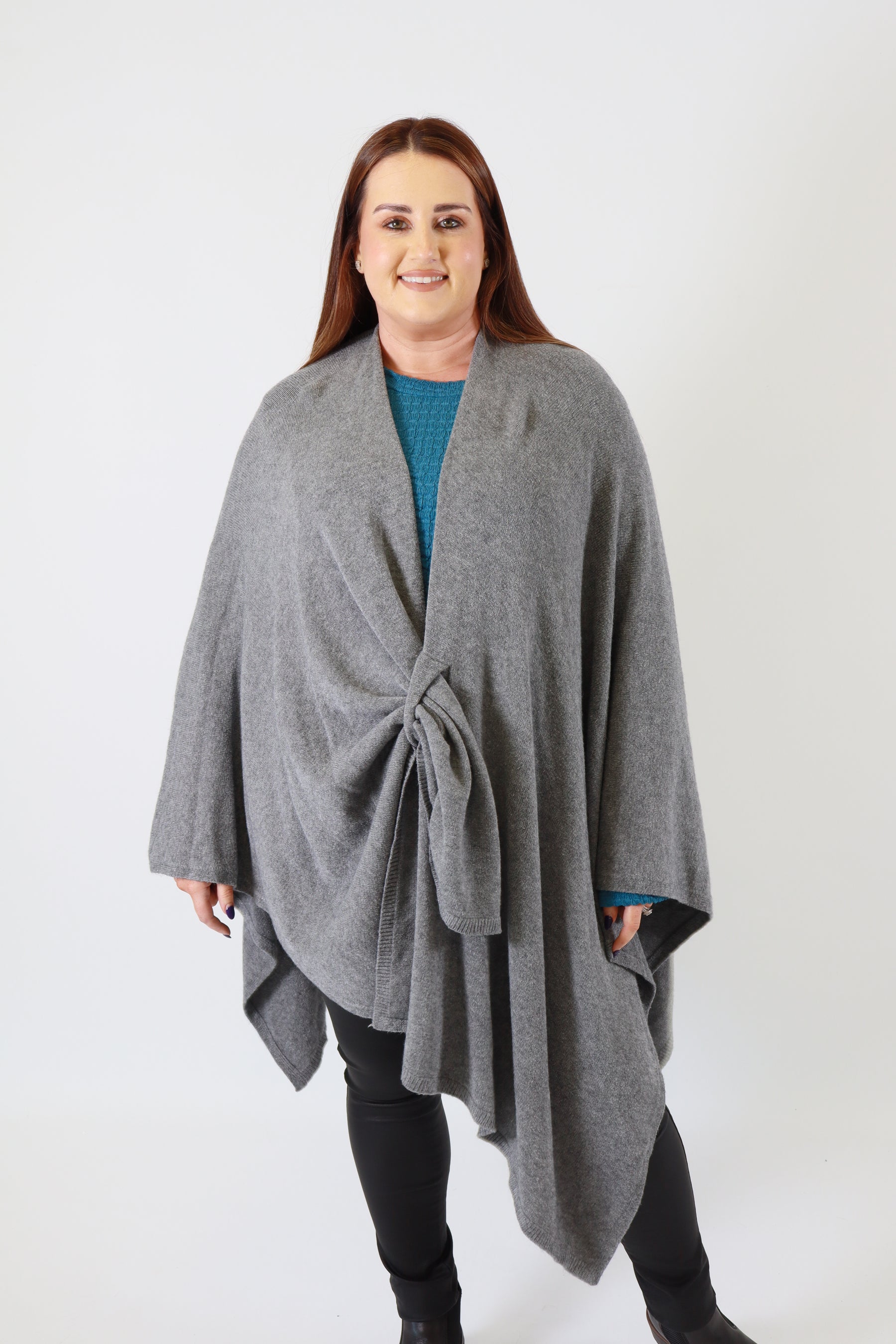 Helena Knitted Cape in Grey