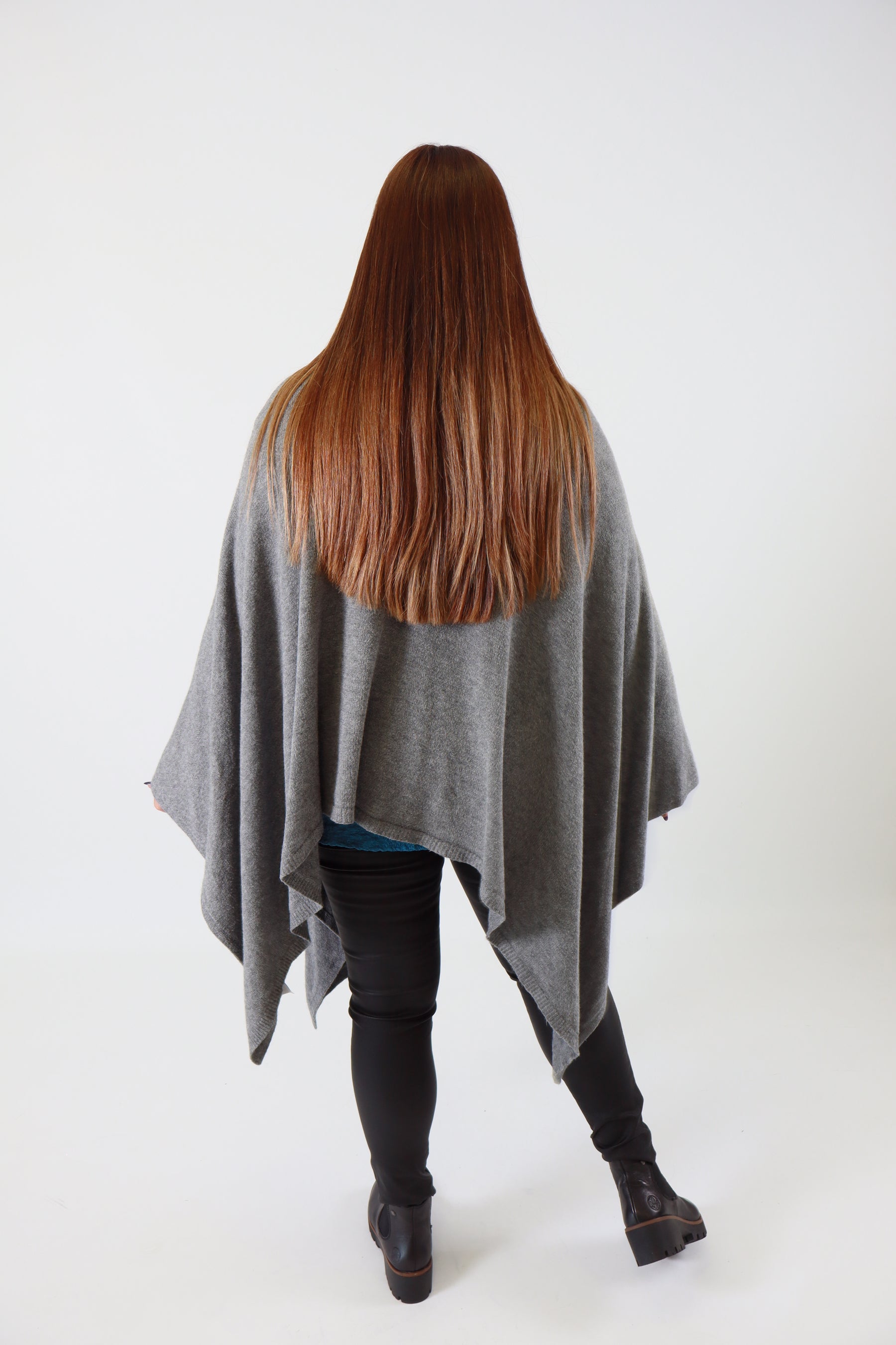 Helena Knitted Cape in Grey