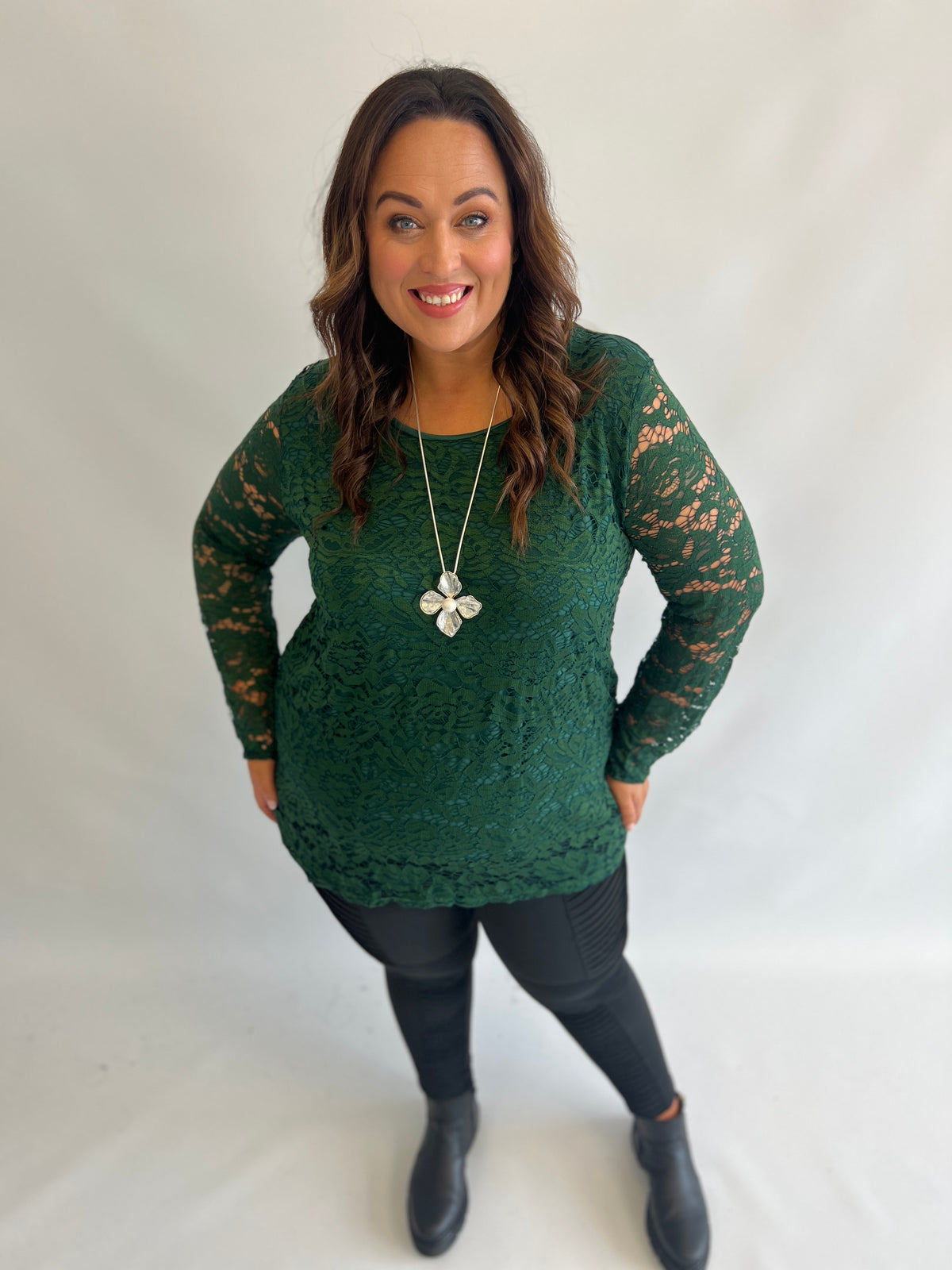 Rene Lace Blouse in Green