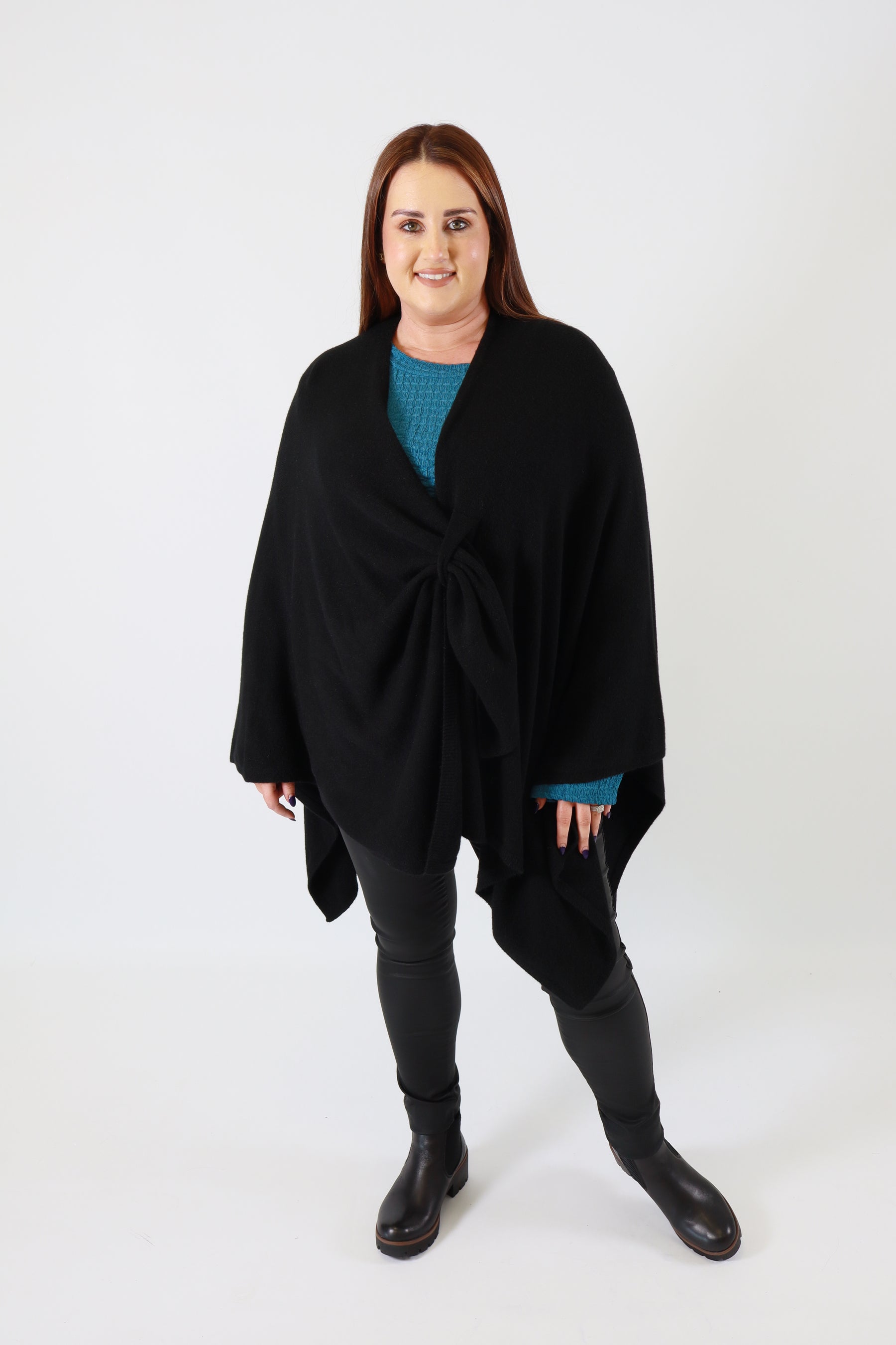 Helena Knitted Cape in Black