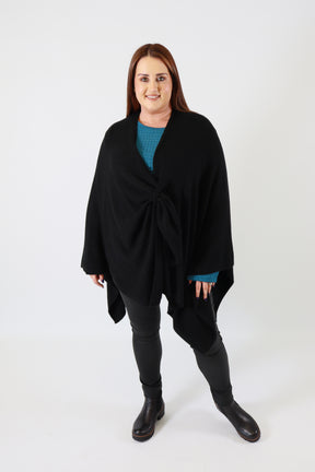 Helena Knitted Cape in Black