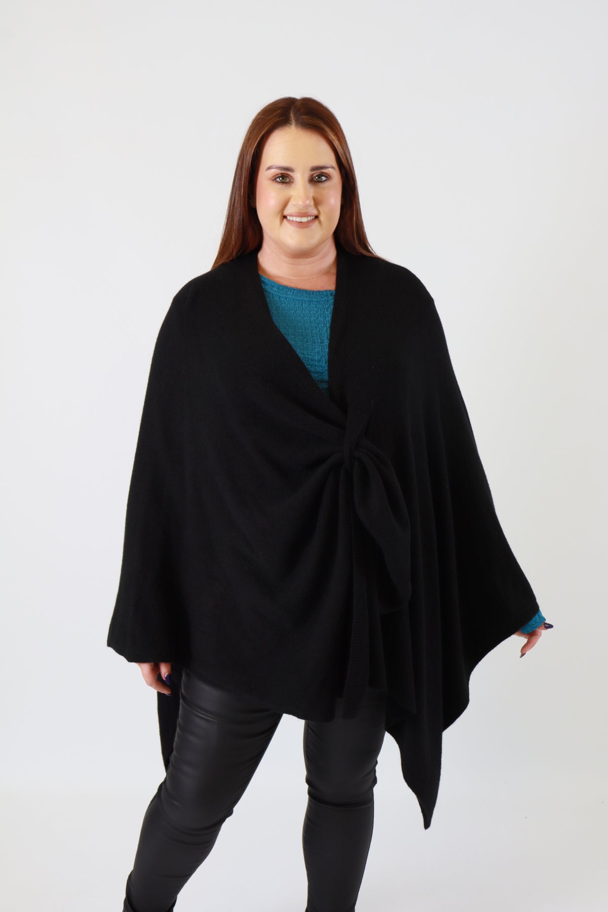 Helena Knitted Cape in Black