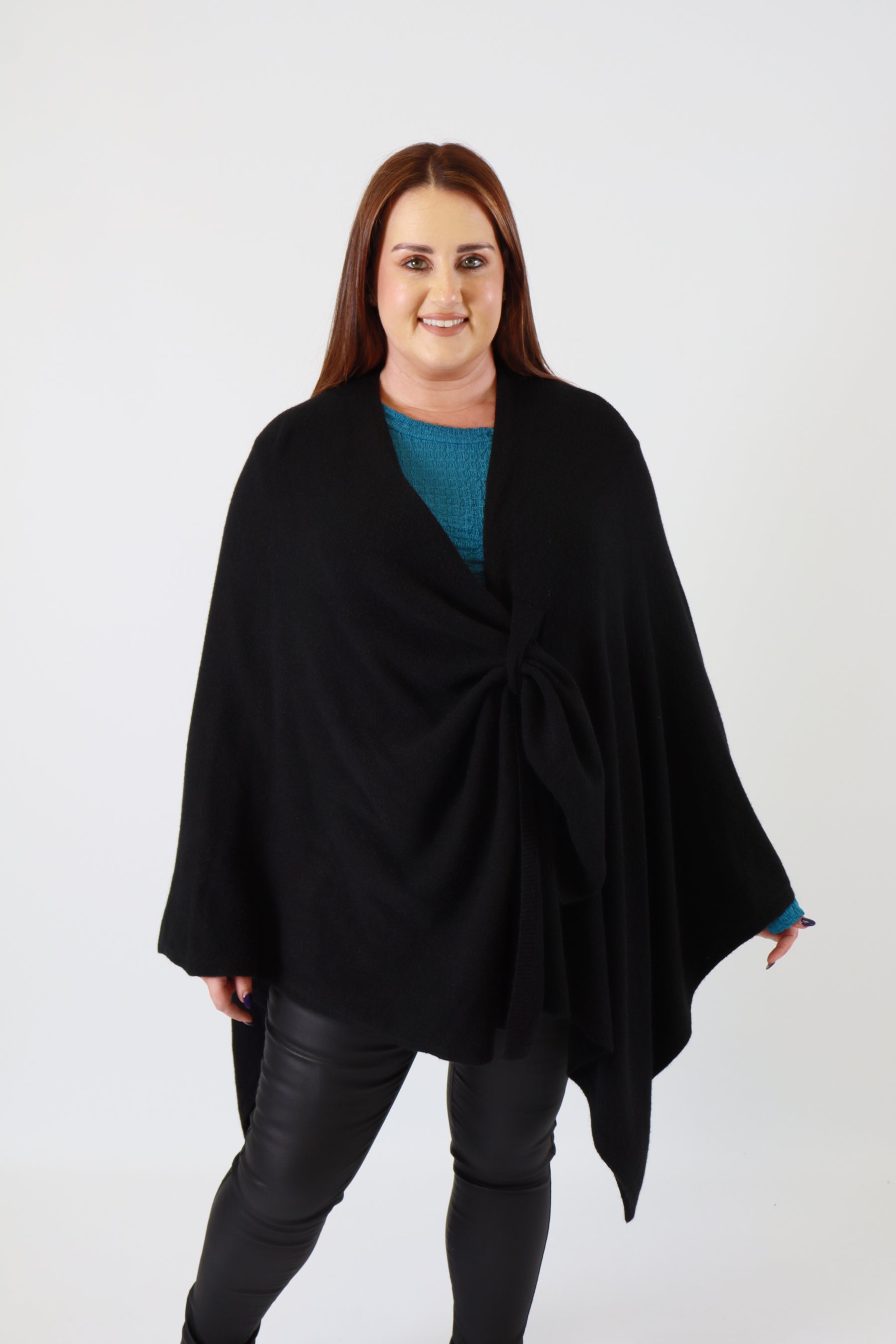 Helena Knitted Cape in Black