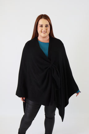 Helena Knitted Cape in Black