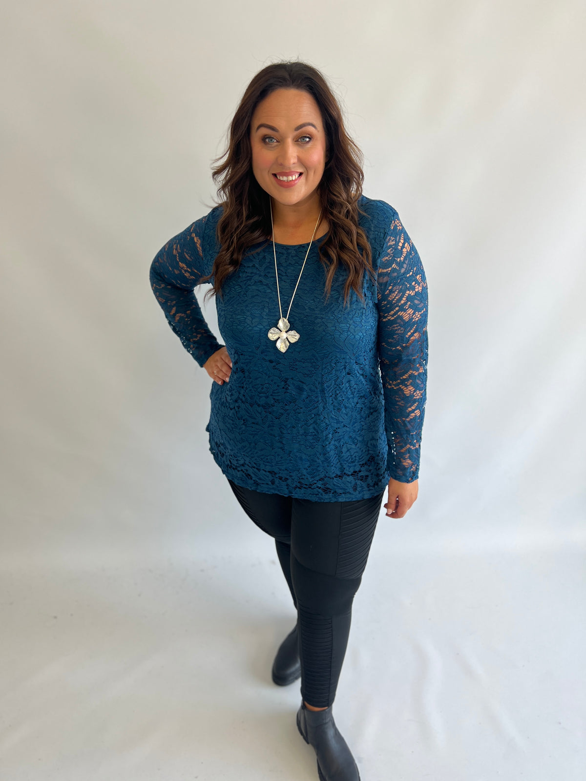 Rene Lace Blouse in Blue