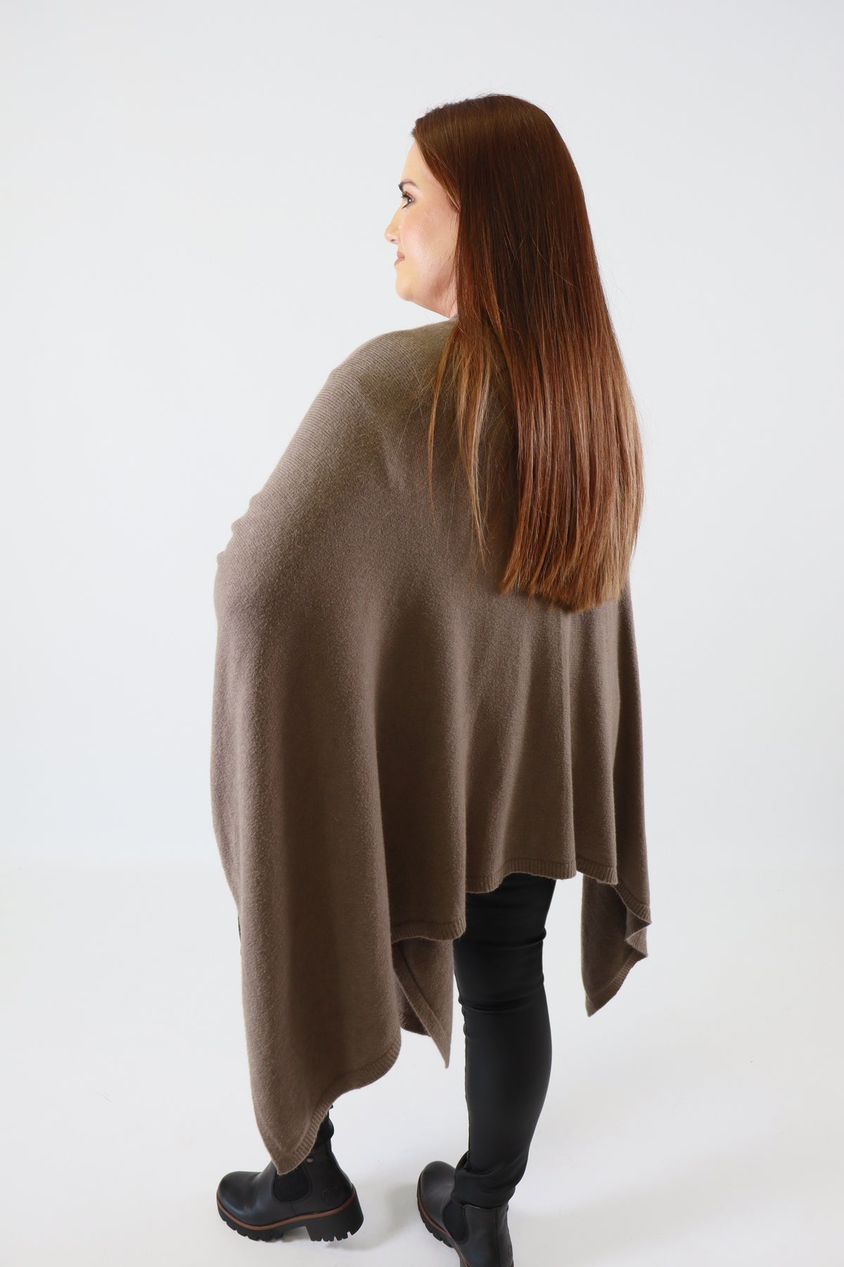 Helena Knitted Cape in Taupe