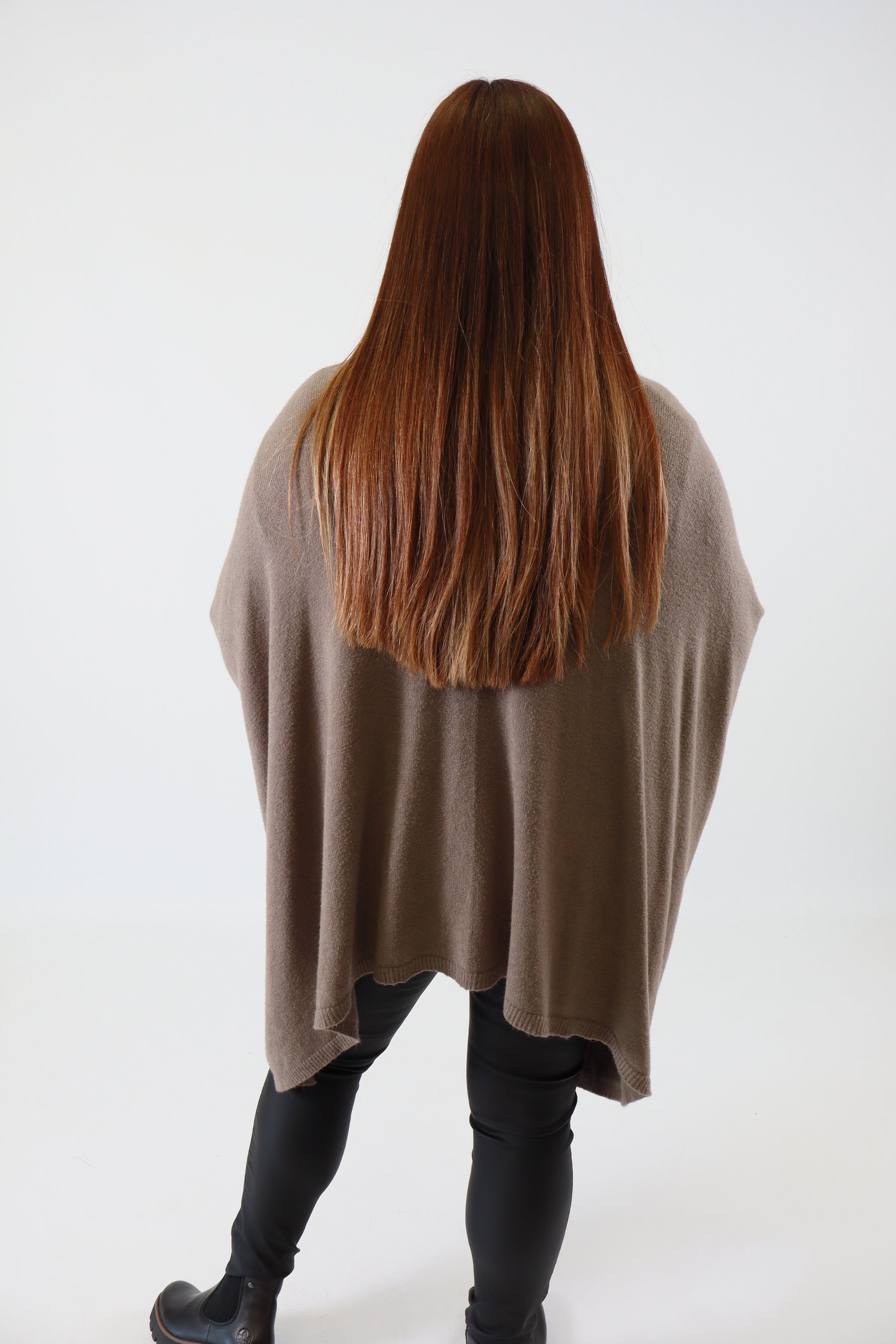Helena Knitted Cape in Taupe