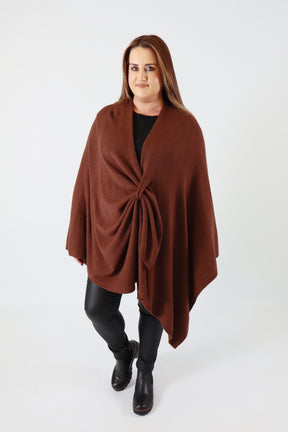 Helena Knitted Cape in Brown