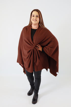 Helena Knitted Cape in Brown
