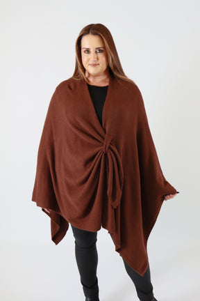 Helena Knitted Cape in Brown