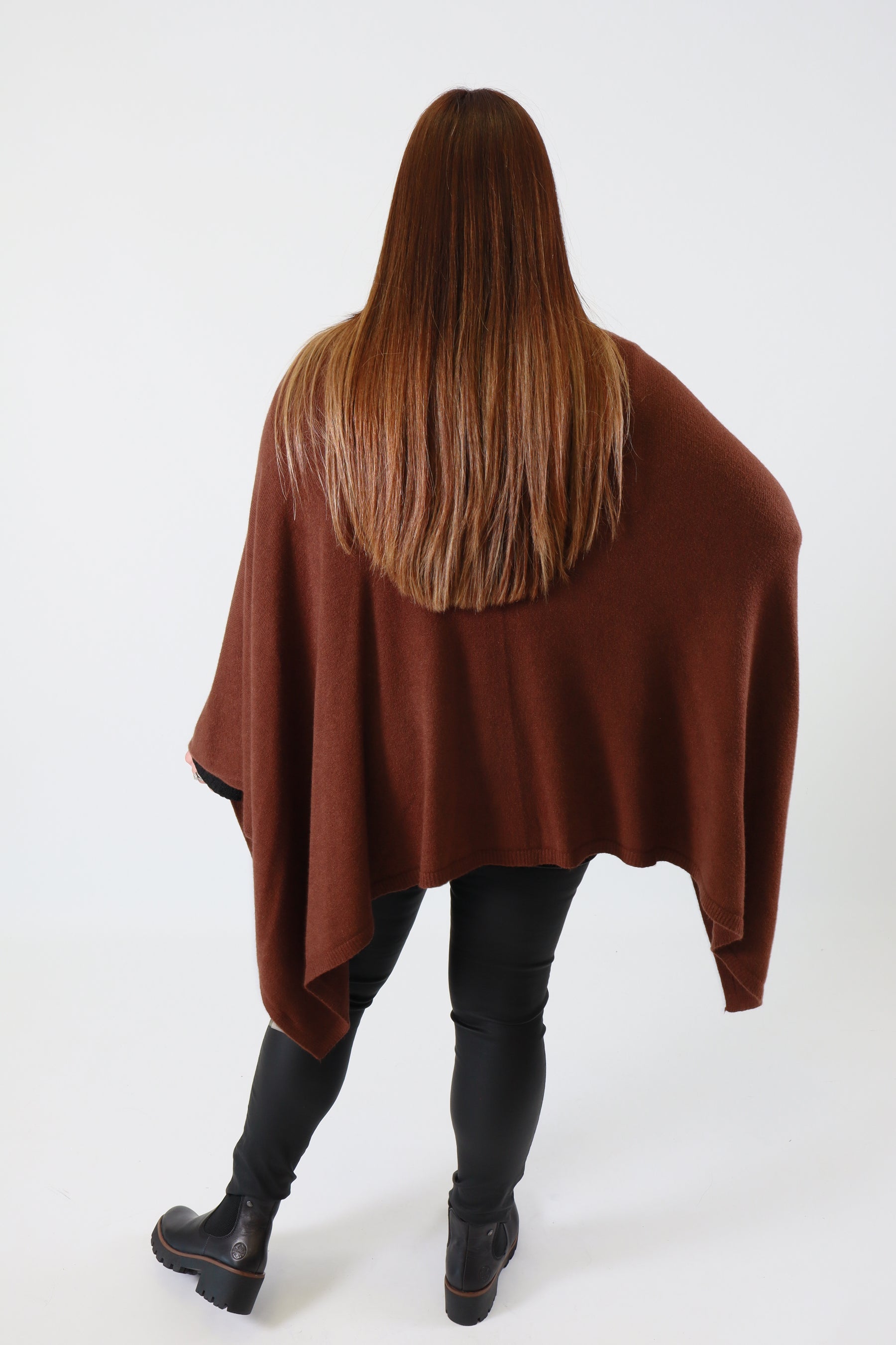 Helena Knitted Cape in Brown