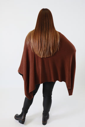 Helena Knitted Cape in Brown