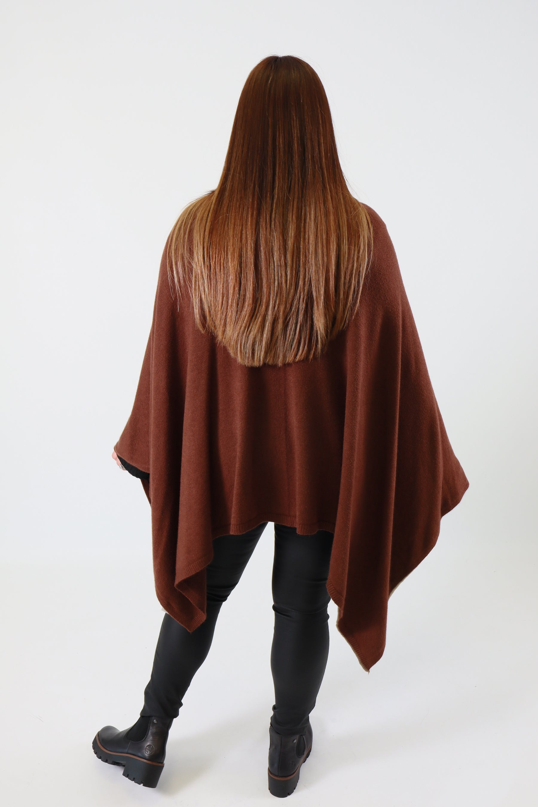 Helena Knitted Cape in Brown
