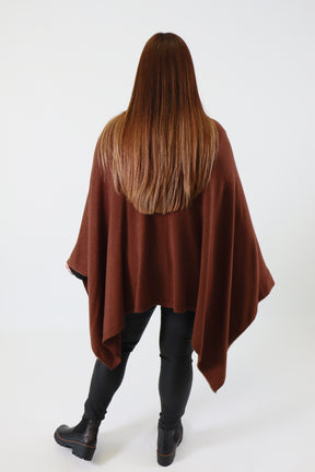 Helena Knitted Cape in Brown