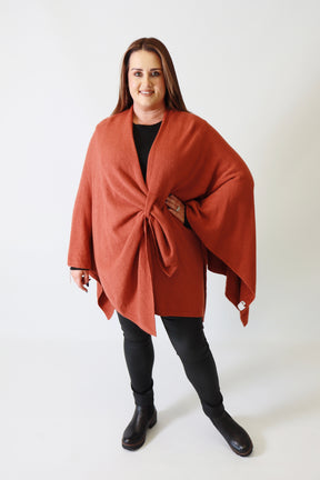 Helena Knitted Cape in Rust