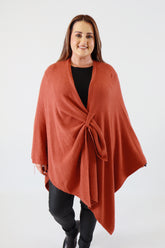 Helena Knitted Cape in Rust