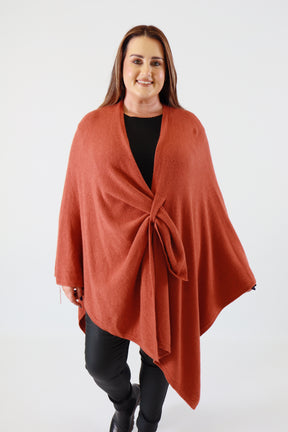 Helena Knitted Cape in Rust