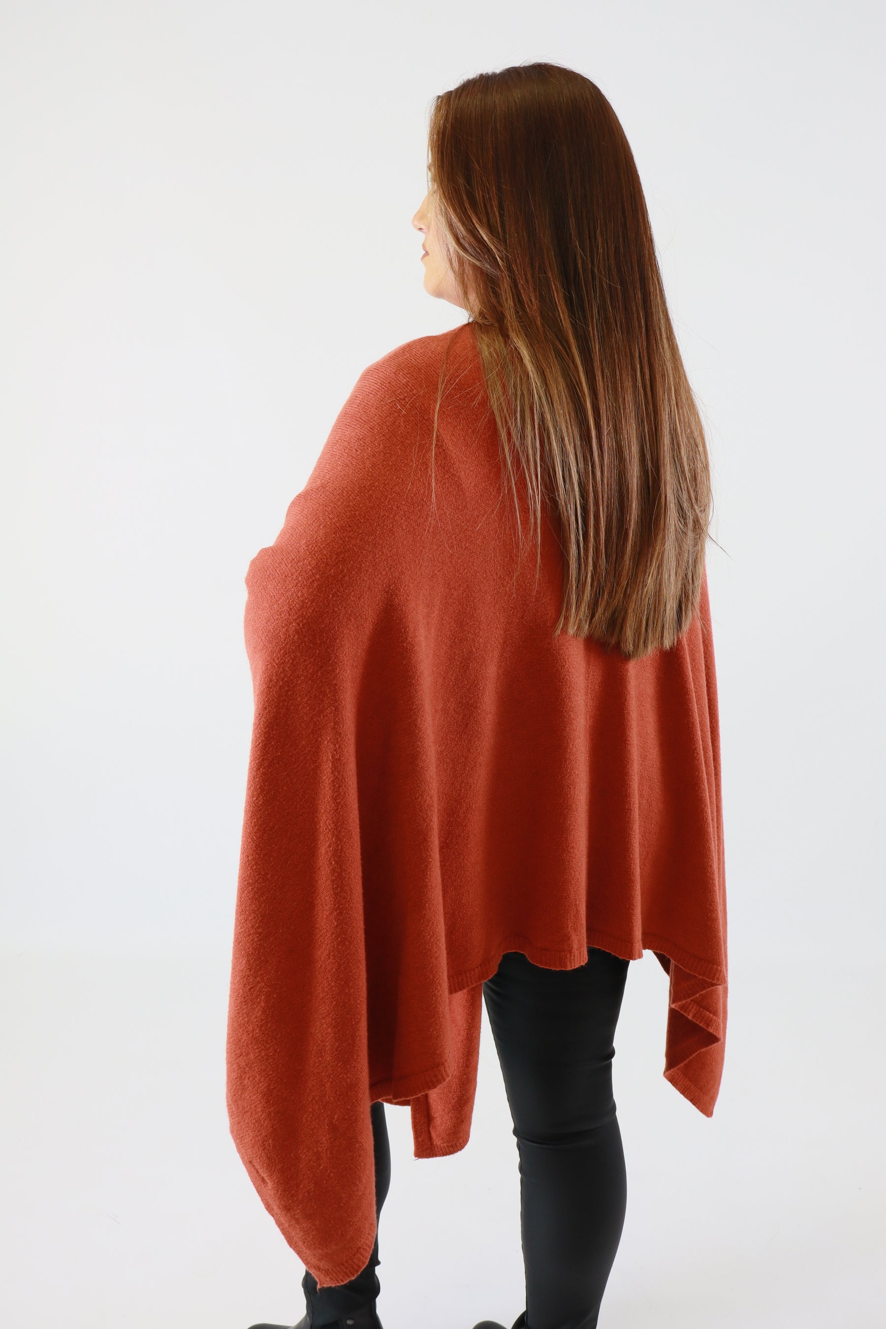 Helena Knitted Cape in Rust