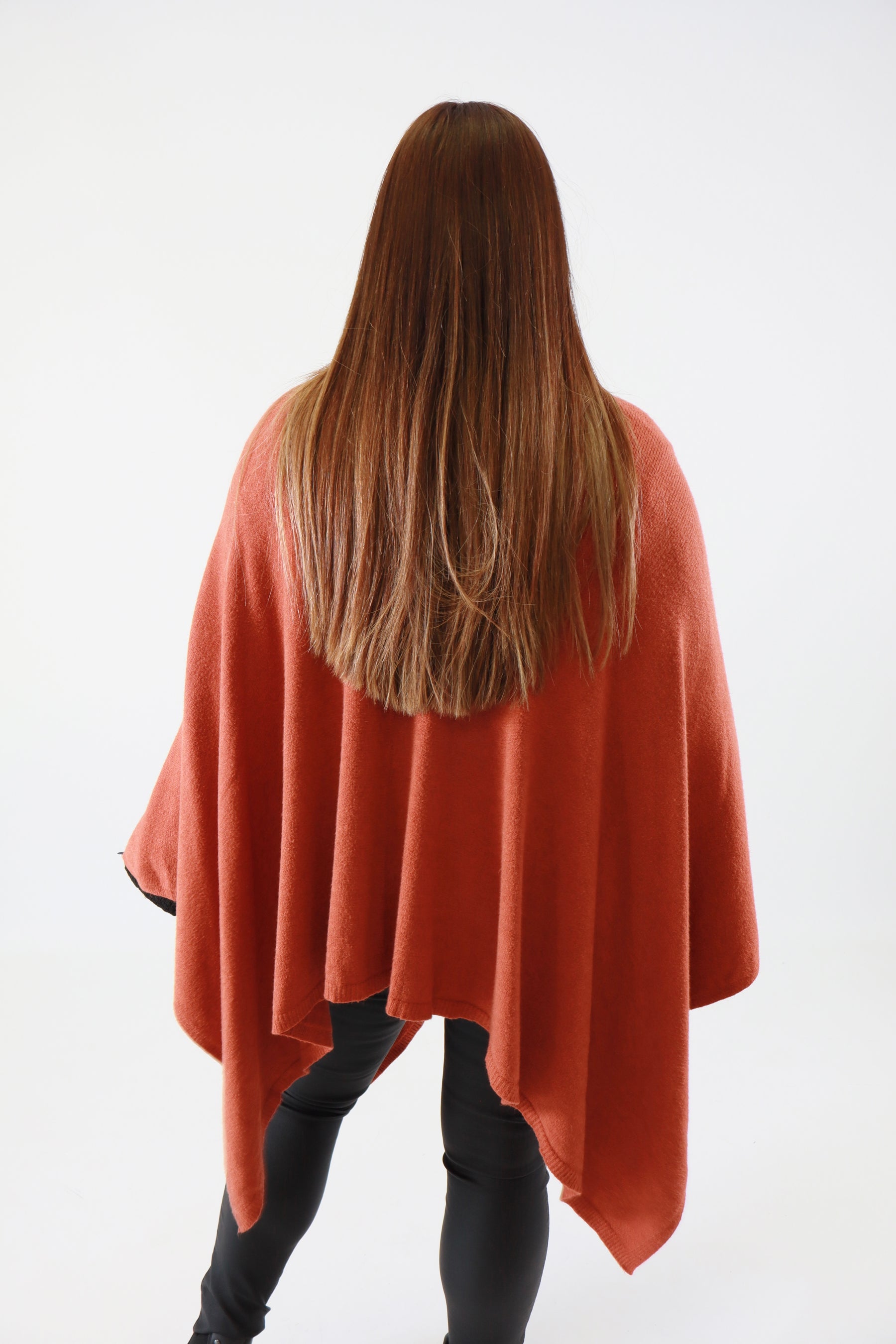 Helena Knitted Cape in Rust