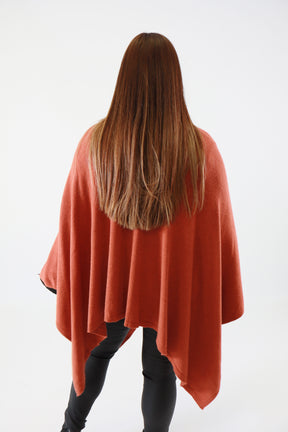 Helena Knitted Cape in Rust