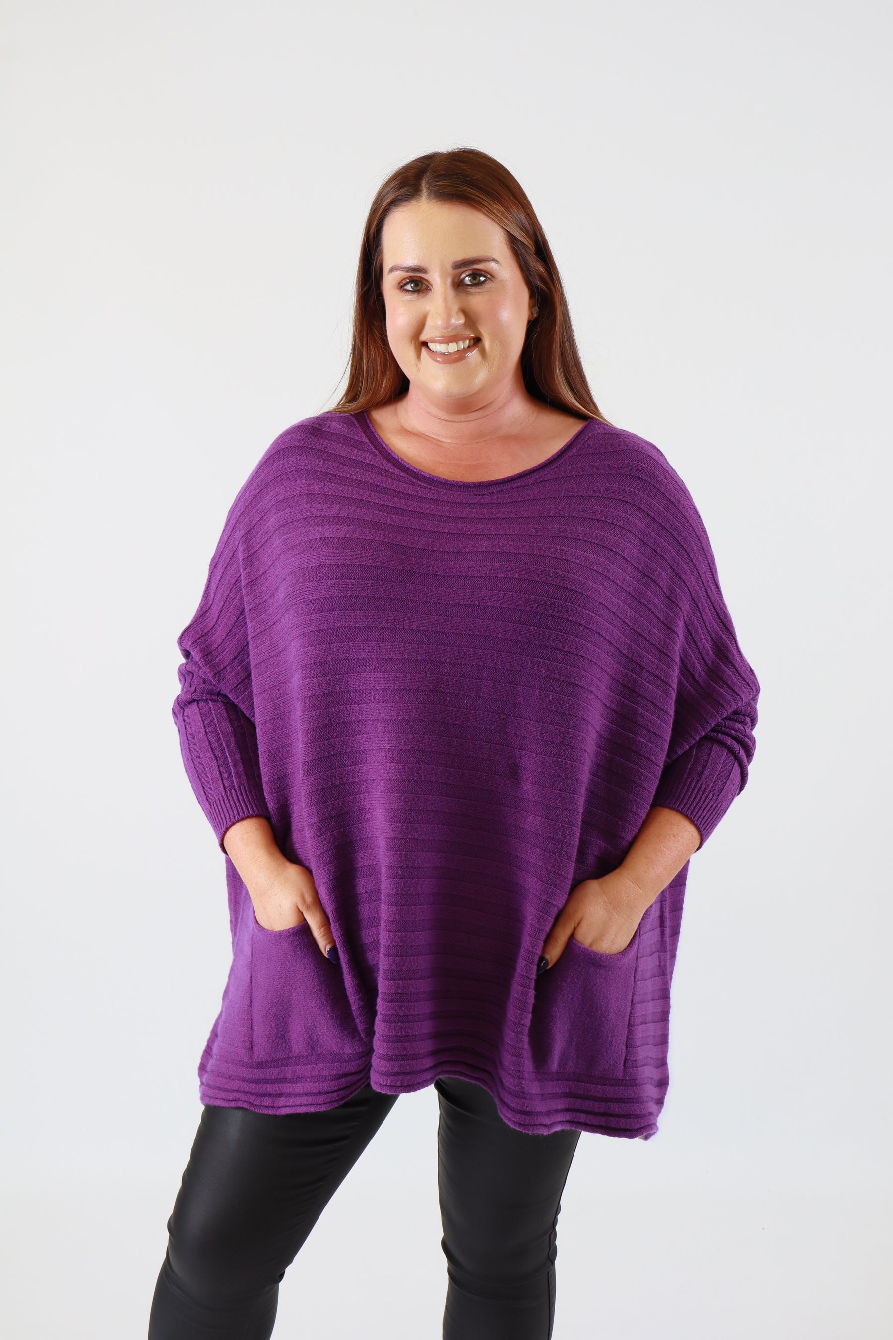 Clara Oversized Knit Jumper in Purple