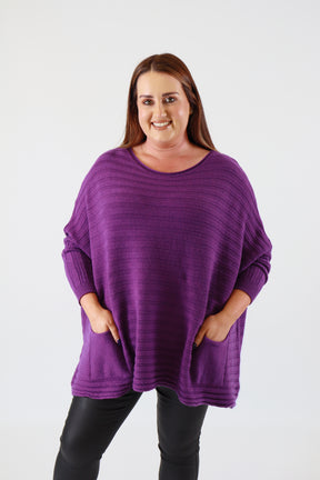 Clara Oversized Knit Jumper in Purple