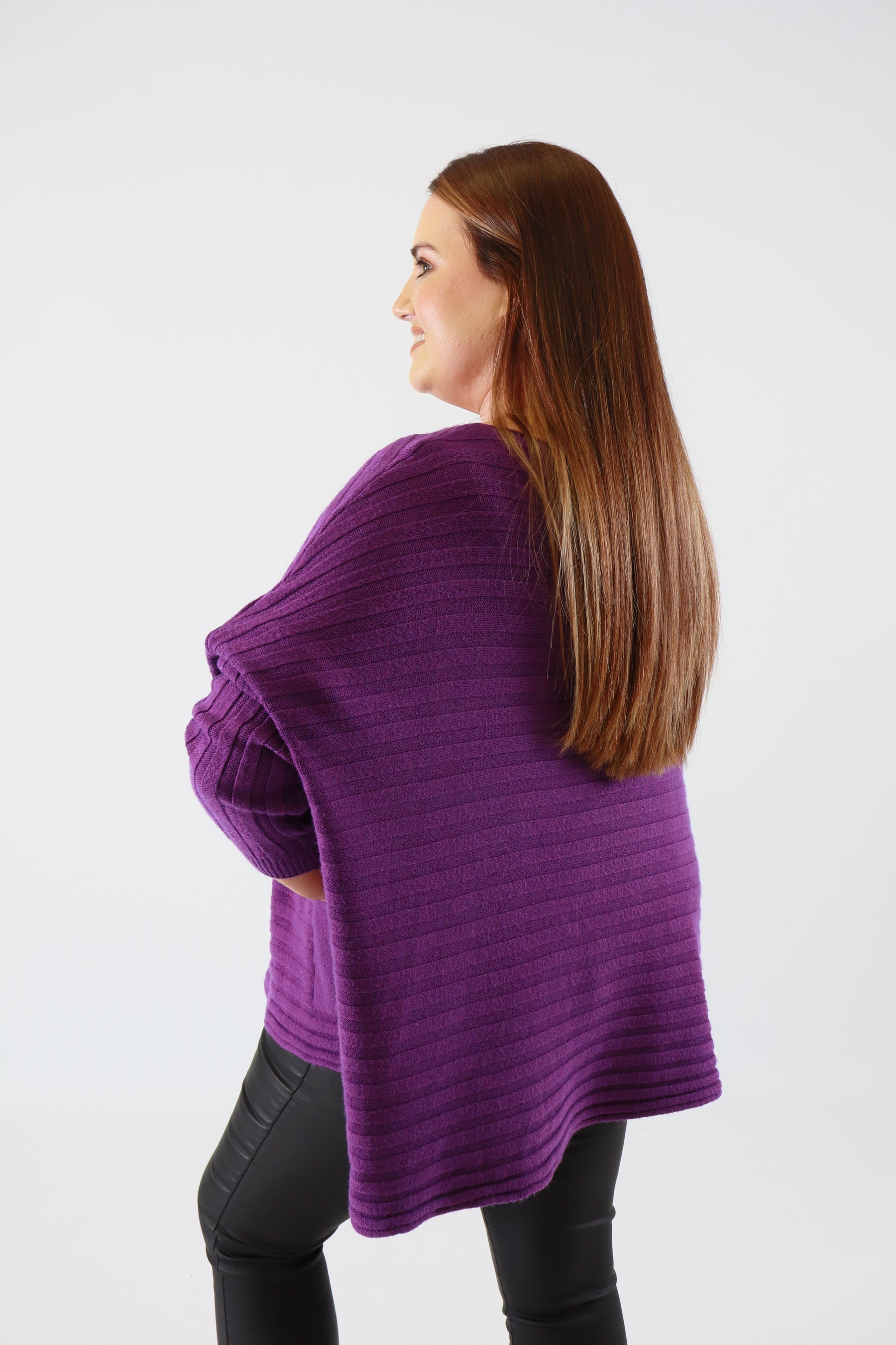 Clara Oversized Knit Jumper in Purple