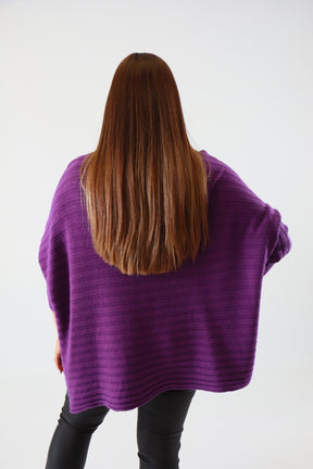 Clara Oversized Knit Jumper in Purple