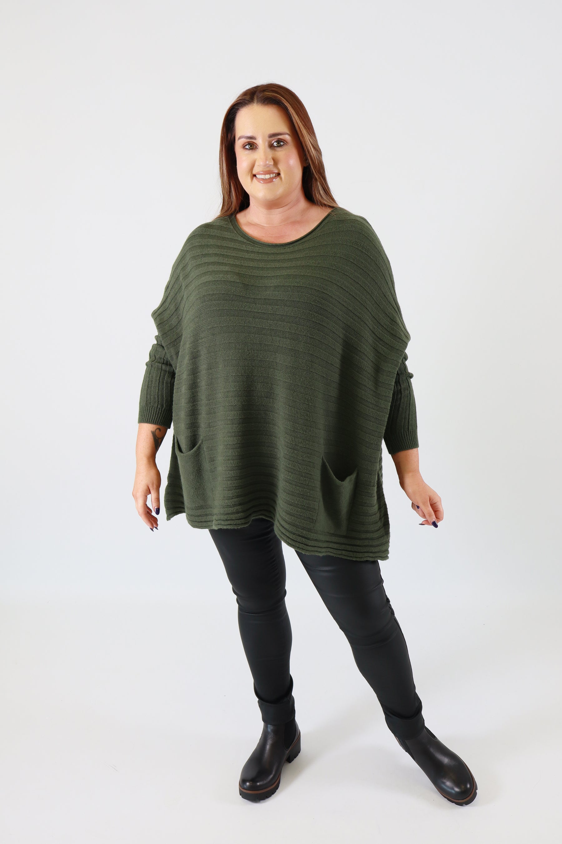 Clara Oversized Knit Jumper in Khaki