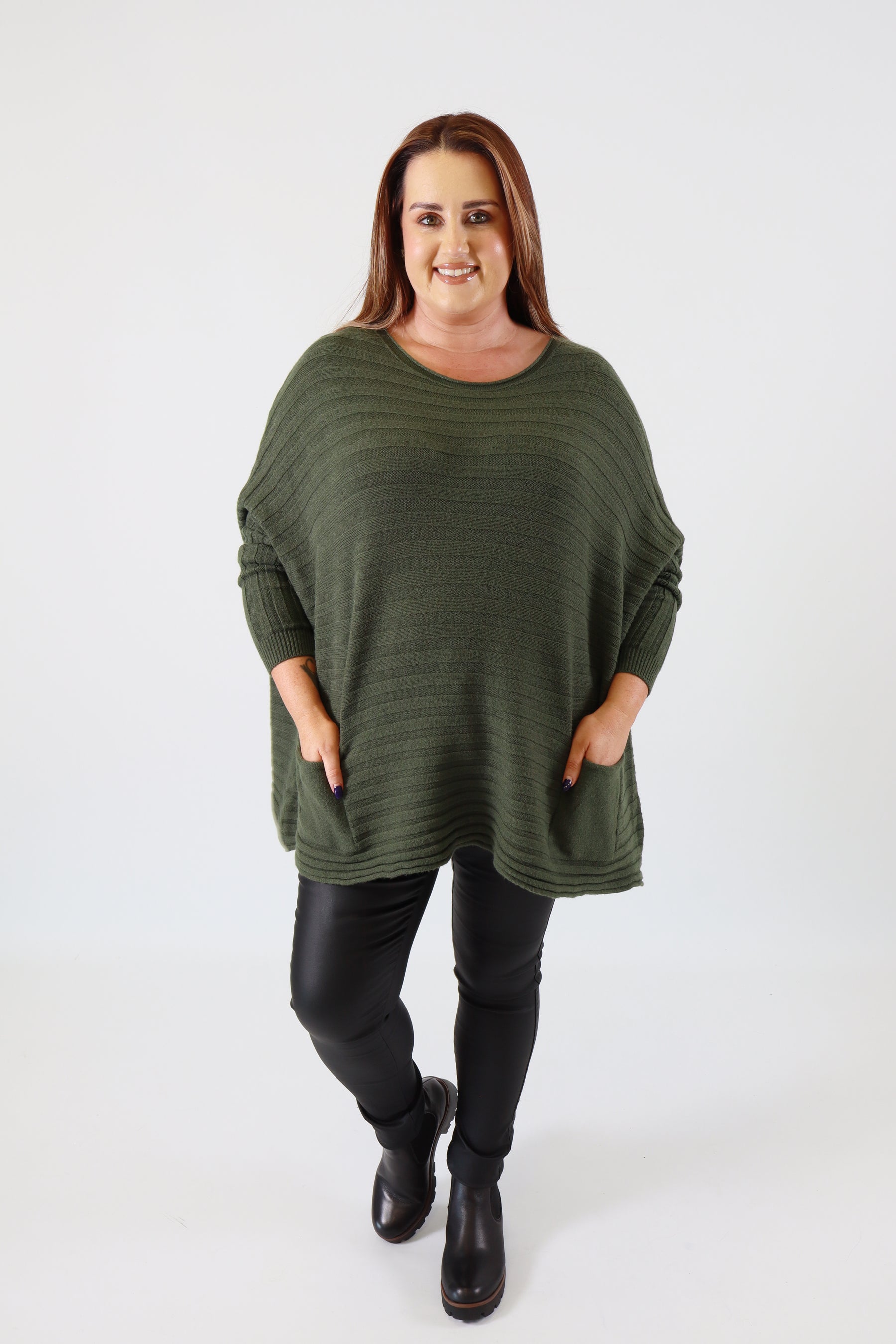 Clara Oversized Knit Jumper in Khaki