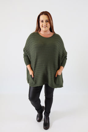 Clara Oversized Knit Jumper in Khaki
