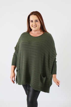 Clara Oversized Knit Jumper in Khaki
