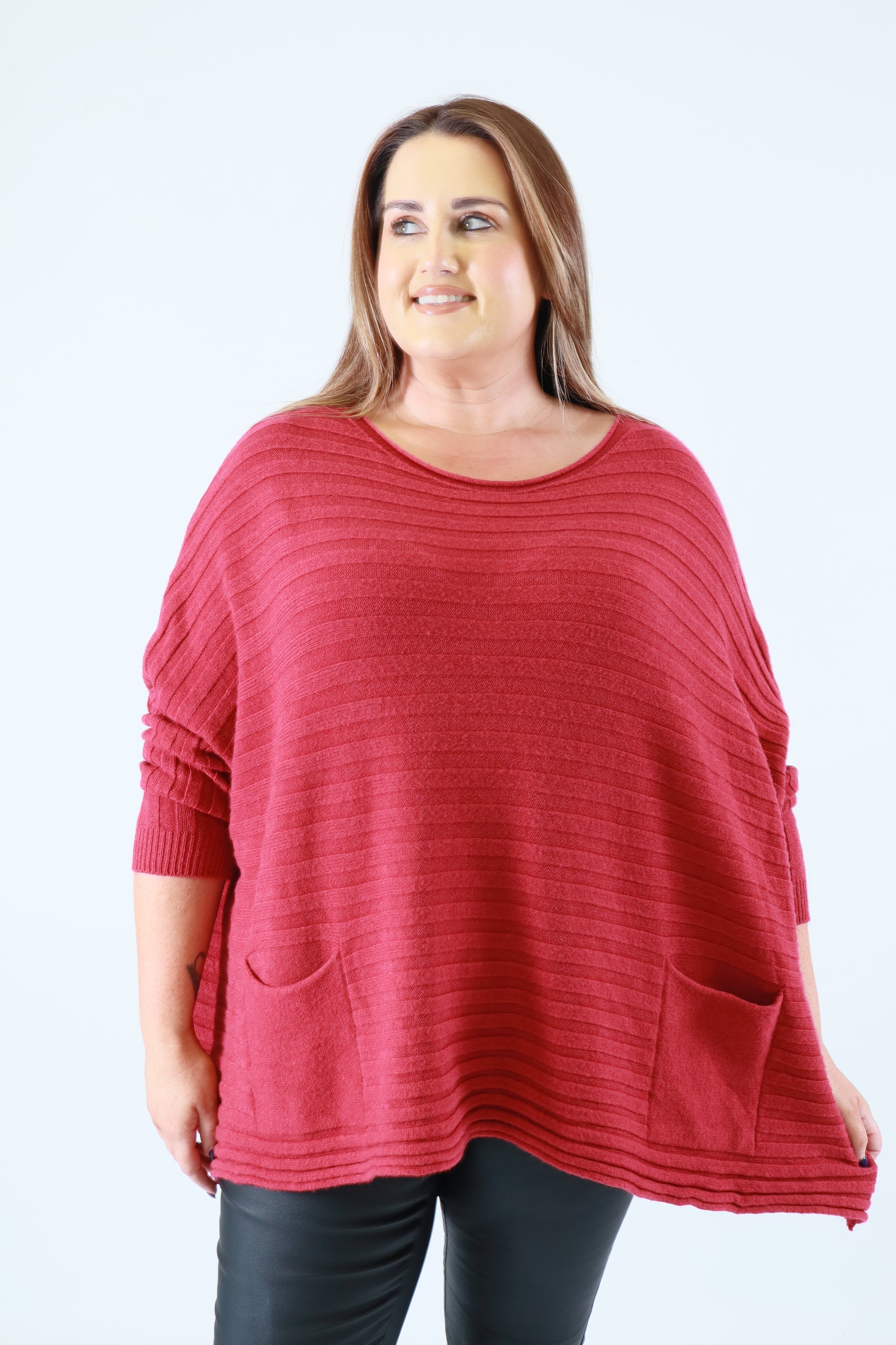 Clara Oversized Knit Jumper in Wine